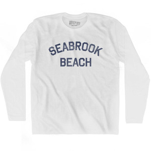 New Hampshire Seabrook Beach Adult Cotton Long Sleeve Vintage T-shirt - White