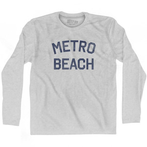 Michigan Metro Beach Adult Cotton Long Sleeve Vintage T-Shirt - Grey Heather Michigan Metro Beach Adult Cotton Long Sleeve Vintage T-Shirt - Grey Heather