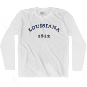 Louisiana State 1812 Adult Cotton Long Sleeve Vintage T-shirt - White