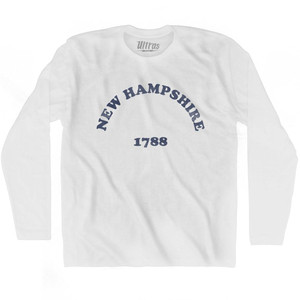 New Hampshire State 1788 Adult Cotton Long Sleeve Vintage T-shirt - White