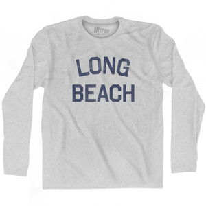Mississippi Long Beach Adult Cotton Long Sleeve Vintage T-Shirt - Grey Heather
