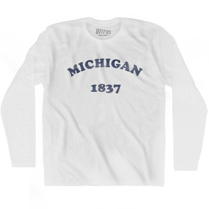 Michigan State 1837 Adult Cotton Long Sleeve Vintage T-shirt - White
