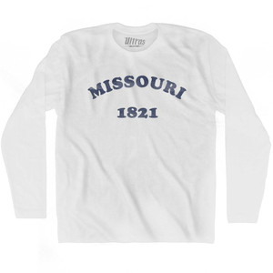 Missouri State 1821 Adult Cotton Long Sleeve Vintage T-shirt - White