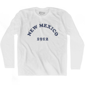 New Mexico State 1912 Adult Cotton Long Sleeve Vintage T-shirt - White New Mexico State 1912 Adult Cotton Long Sleeve Vintage T-shirt - White