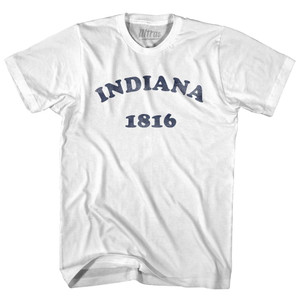 Indiana State 1816 Womens Cotton Junior Cut Vintage T-shirt - White Indiana State 1816 Womens Cotton Junior Cut Vintage T-shirt - White