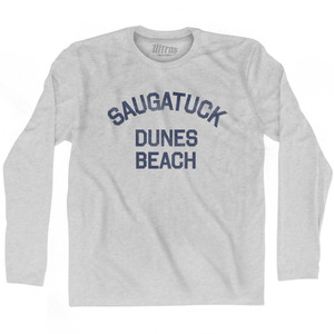 Michigan Saugatuck Dunes Beach Adult Cotton Long Sleeve Vintage T-Shirt - Grey Heather Michigan Saugatuck Dunes Beach Adult Cotton Long Sleeve Vintage T-Shirt - Grey Heather