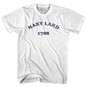 Maryland State 1788 Womens Cotton Junior Cut Vintage T-shirt - White Maryland State 1788 Womens Cotton Junior Cut Vintage T-shirt - White