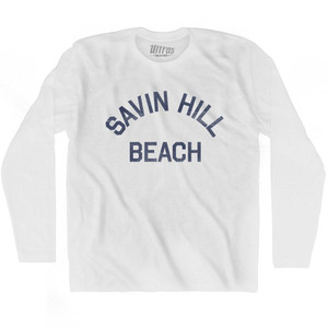 Massachusetts Savin Hill Beach Adult Cotton Long Sleeve Vintage T-shirt - White