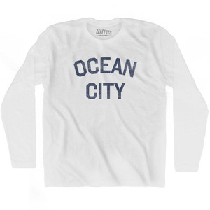 Maryland Ocean City Adult Cotton Long Sleeve Vintage T-shirt - White Maryland Ocean City Adult Cotton Long Sleeve Vintage T-shirt - White