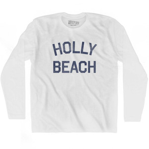 Louisiana Holly Beach Adult Cotton Long Sleeve Vintage T-shirt - White