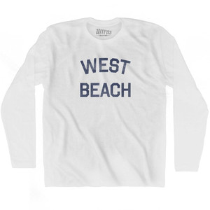 Massachusetts West Beach Adult Cotton Long Sleeve Vintage T-shirt - White