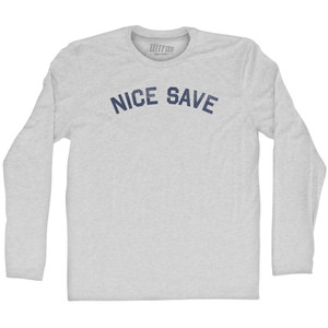 Nice Save Adult Cotton Long Sleeve T-shirt - Grey Heather