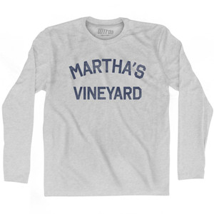Massachusetts Martha's Vineyard Adult Cotton Long Sleeve Vintage T-Shirt - Grey Heather