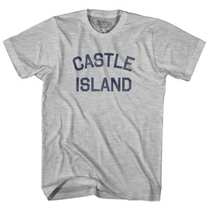 Massachusetts Castle Island Womens Cotton Junior Cut Vintage T-Shirt - Grey Heather