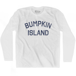 Massachusetts Bumpkin Island Adult Cotton Long Sleeve Vintage T-shirt - White