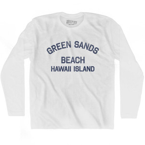 Green Sands Beach Hawaii Island Adult Cotton Long Sleeve Vintage T-shirt - White Green Sands Beach Hawaii Island Adult Cotton Long Sleeve Vintage T-shirt - White