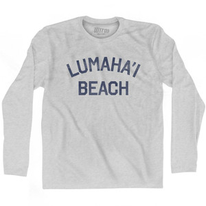 Hawaii Lumaha'i Beach Adult Cotton Long Sleeve Vintage T-Shirt - Grey Heather Hawaii Lumaha'i Beach Adult Cotton Long Sleeve Vintage T-Shirt - Grey Heather