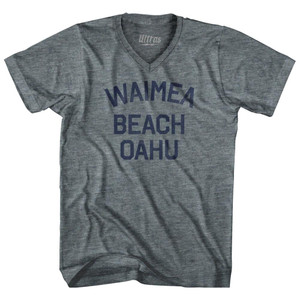 Hawaii Waimea Beach Oahu Adult Tri-Blend V-neck Womens Junior Cut Vintage T-shirt - Athletic Grey Hawaii Waimea Beach Oahu Adult Tri-Blend V-neck Womens Junior Cut Vintage T-shirt - Athletic Grey