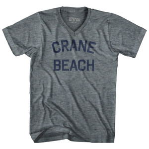 Massachusetts Crane Beach Adult Tri-Blend V-neck Vintage T-shirt - Athletic Grey