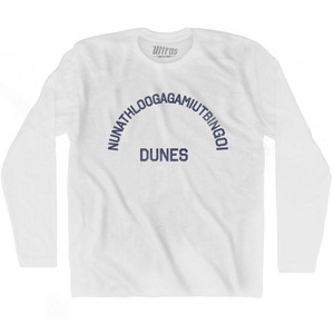 Alaska Nunathloogagamiuthbingoi Adult Cotton Long Sleeve Text T-shirt - White
