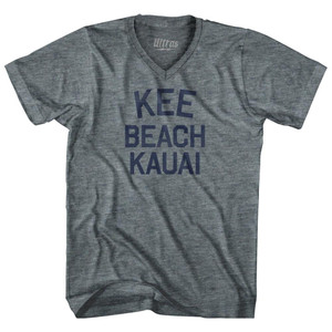 Hawaii Kee Beach Kauai Adult Tri-Blend V-neck Vintage T-shirt - Athletic Grey Hawaii Kee Beach Kauai Adult Tri-Blend V-neck Vintage T-shirt - Athletic Grey