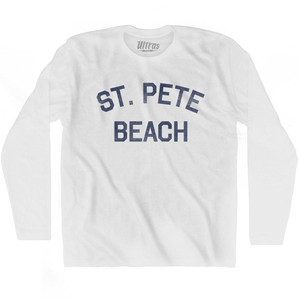 Florida St. Pete Beach Adult Cotton Long Sleeve Vintage T-shirt - White