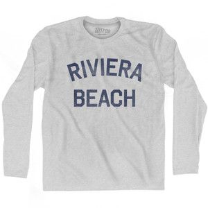Florida Riviera Beach Adult Cotton Long Sleeve Vintage T-Shirt - Grey Heather