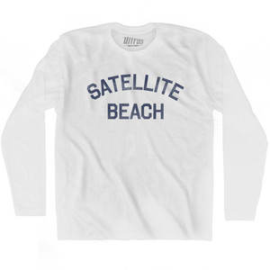 Florida Satellite Beach Adult Cotton Long Sleeve Vintage T-shirt - White Florida Satellite Beach Adult Cotton Long Sleeve Vintage T-shirt - White