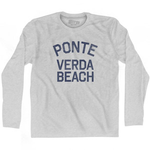 Florida Ponte Verda Beach Adult Cotton Long Sleeve Vintage T-Shirt - Grey Heather