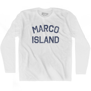 Florida Marco Island Adult Cotton Long Sleeve Vintage T-shirt - White Florida Marco Island Adult Cotton Long Sleeve Vintage T-shirt - White