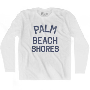 Florida Palm Beach Shores Adult Cotton Long Sleeve Vintage T-shirt - White Florida Palm Beach Shores Adult Cotton Long Sleeve Vintage T-shirt - White