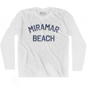 Florida Miramar Beach Adult Cotton Long Sleeve Vintage T-shirt - White Florida Miramar Beach Adult Cotton Long Sleeve Vintage T-shirt - White