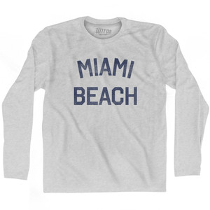 Florida Miami Beach Adult Cotton Long Sleeve Vintage T-Shirt - Grey Heather Florida Miami Beach Adult Cotton Long Sleeve Vintage T-Shirt - Grey Heather