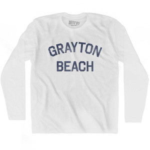 Florida Grayton Beach Adult Cotton Long Sleeve Vintage T-shirt - White Florida Grayton Beach Adult Cotton Long Sleeve Vintage T-shirt - White