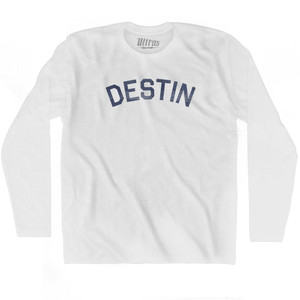 Florida Destin Adult Cotton Long Sleeve Vintage T-shirt - White
