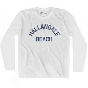 Florida Hallandale Beach Adult Cotton Long Sleeve Vintage T-shirt - White Florida Hallandale Beach Adult Cotton Long Sleeve Vintage T-shirt - White