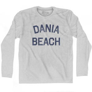Florida Dania Beach Adult Cotton Long Sleeve Vintage T-Shirt - Grey Heather