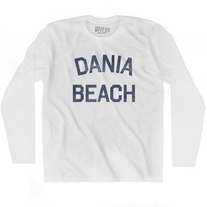 Florida Dania Beach Adult Cotton Long Sleeve Vintage T-shirt - White
