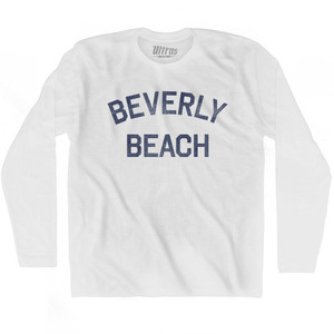 Florida Beverly Beach Adult Cotton Long Sleeve Vintage T-shirt - White Florida Beverly Beach Adult Cotton Long Sleeve Vintage T-shirt - White