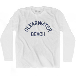 Florida Clearwater Beach Adult Cotton Long Sleeve Vintage T-shirt - White Florida Clearwater Beach Adult Cotton Long Sleeve Vintage T-shirt - White