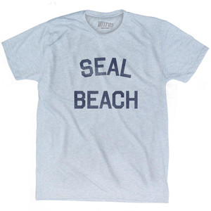 California Seal Beach Adult Tri-Blend Vintage T-Shirt - Athletic White