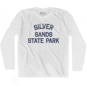 Connecticut Silver Sands State Park Adult Cotton Long Sleeve Vintage T-shirt - White Connecticut Silver Sands State Park Adult Cotton Long Sleeve Vintage T-shirt - White