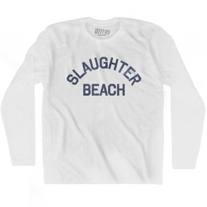 Delaware Slaughter Beach Adult Cotton Long Sleeve Vintage T-shirt - White Delaware Slaughter Beach Adult Cotton Long Sleeve Vintage T-shirt - White
