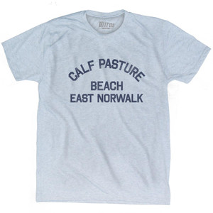 Connecticut Calf Pasture Beach, East Norwalk Adult Tri-Blend Vintage T-Shirt - Athletic White