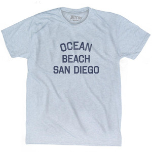 California Ocean Beach, San Diego Adult Tri-Blend Vintage T-Shirt - Athletic White