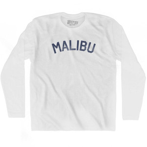 California Malibu Adult Cotton Long Sleeve Vintage T-shirt - White