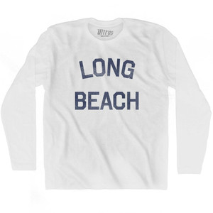 California Long Beach Adult Cotton Long Sleeve Vintage T-shirt - White California Long Beach Adult Cotton Long Sleeve Vintage T-shirt - White