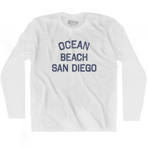 California Ocean Beach, San Diego Adult Cotton Long Sleeve Vintage T-shirt - White