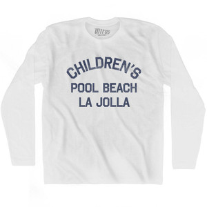 California Children's Pool Beach, La jolla Adult Cotton Long Sleeve Vintage T-shirt - White