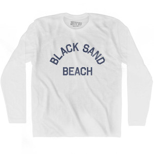 Alaska Black Sand Beach Adult Cotton Long Sleeve Text T-shirt - White